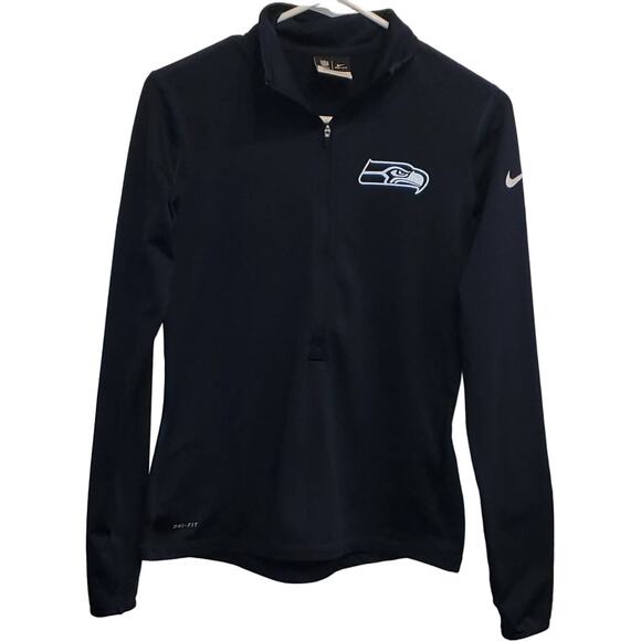 Nike Dri-Fit NFL Team Apparel Seahawks 1/2 Zip Long Sleeve Size Medium - Picture 1 of 7